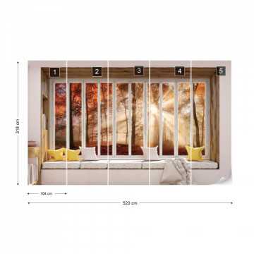 3D Window View Autumn Forest Photo Wallpaper Wall Mural - Img 15
