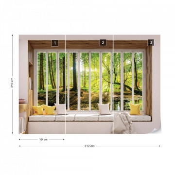 3D Window View Forest Photo Wallpaper Wall Mural - Img 12