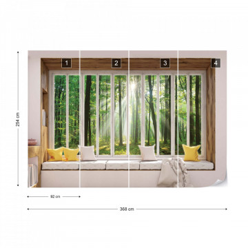 3D Window View Forest Sunrise Photo Wallpaper Wall Mural - Img 7
