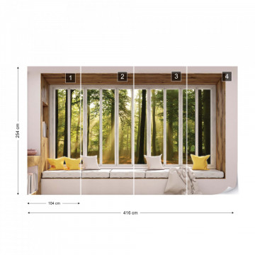 3D Window View Sunlight Forest Photo Wallpaper Wall Mural - Img 13