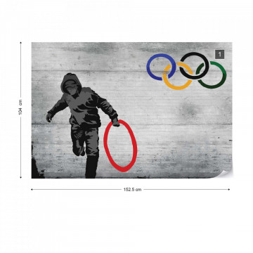 Banksy Graffiti Concrete Photo Wallpaper Wall Mural - Img 10