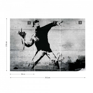 Banksy Graffiti Concrete Photo Wallpaper Wall Mural - Img 12