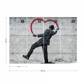 Banksy Graffiti Concrete Texture Photo Wallpaper Wall Mural - Img 7