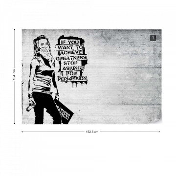 Banksy Graffiti Concrete Texture Photo Wallpaper Wall Mural - Img 10