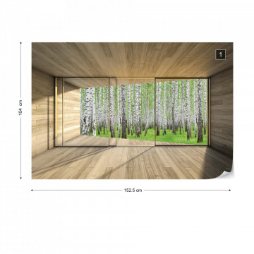 Birch Forest 3D Modern Window View Photo Wallpaper Wall Mural - Img 10