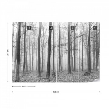 Black And White Misty Forest Photo Wallpaper Wall Mural - Img 10