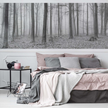 Black And White Misty Forest Photo Wallpaper Wall Mural - Img 20
