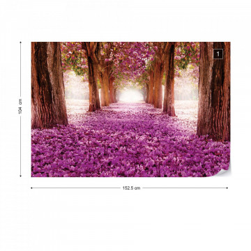 Flowers Trees Path Pink Photo Wallpaper Wall Mural - Img 12