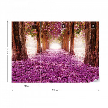 Flowers Trees Path Pink Photo Wallpaper Wall Mural - Img 16