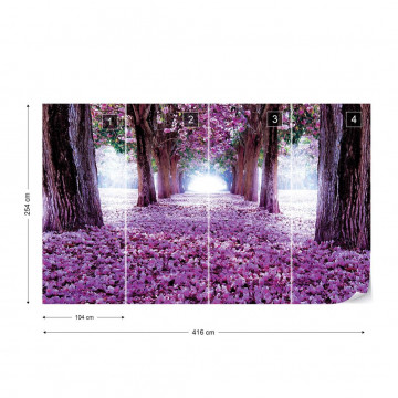 Flowers Trees Path Purple Photo Wallpaper Wall Mural - Img 4