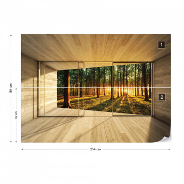 Forest 3D Modern Window View Photo Wallpaper Wall Mural - Img 8