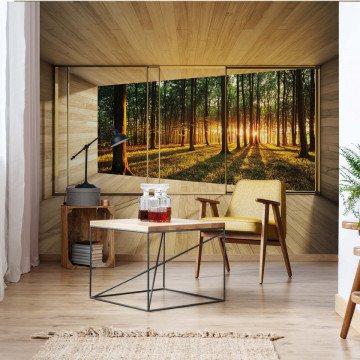 Forest 3D Modern Window View Photo Wallpaper Wall Mural - Img 14