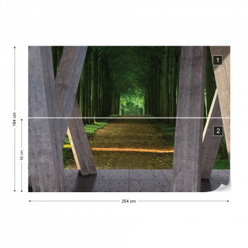 Forest Path 3D Modern View Concrete Photo Wallpaper Wall Mural - Img 5