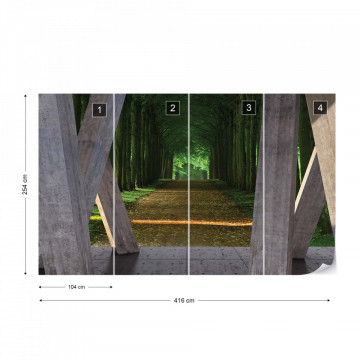 Forest Path 3D Modern View Concrete Photo Wallpaper Wall Mural - Img 13