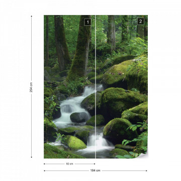 Forest Waterfall Rocks Nature Photo Wallpaper Wall Mural - Img 5