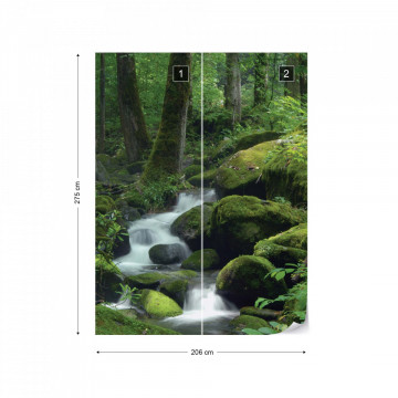 Forest Waterfall Rocks Nature Photo Wallpaper Wall Mural - Img 8