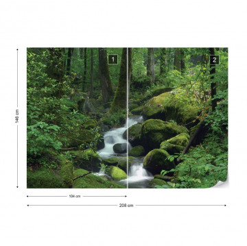 Forest Waterfall Rocks Nature Photo Wallpaper Wall Mural - Img 4
