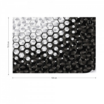 Fototapet - 3D Hexagoane gri si maro inchis - Img 1