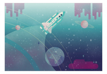 Fototapet - Aventură spațială - ilustrație a rachetei interplanetare - Img 2