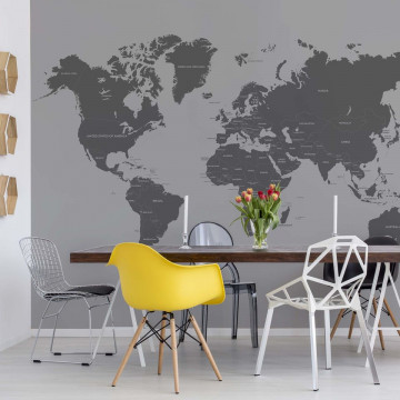 Fototapet Modern World Map Monochrome