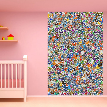 Fototapet - Natură Multicoloră - Fundal Colorat Plin cu Fluturi Diferiți pentru Copii - Img 1
