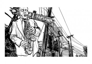 Fototapet - Saxophone recital on Broadway - Img 2
