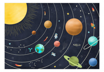 Fototapet - Sistem solar colorat - galaxie cu planete și stele colorate - Img 2