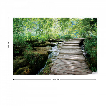 Green Forest Waterfall Pathway Photo Wallpaper Wall Mural - Img 12