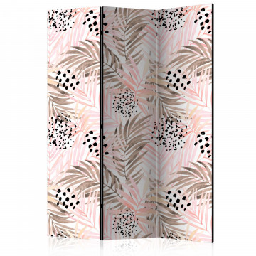 Paravan - Pink Palm Leaves [Room Dividers] - Img 1