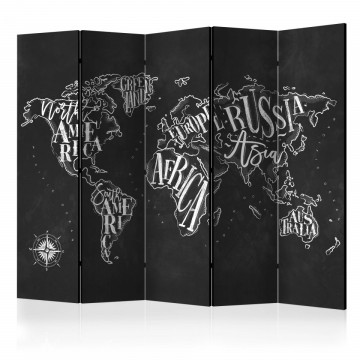 Paravan - Retro Continents (Black) II [Room Dividers] - Img 1