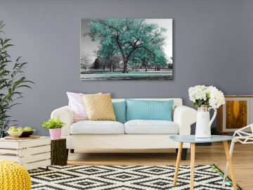 Tablou - Autumn in the Park (1 Part) Wide Turquoise - Img 2