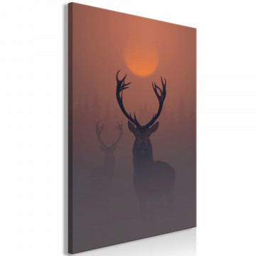 Tablou - Deers in the Fog (1 Part) Vertical - Img 1