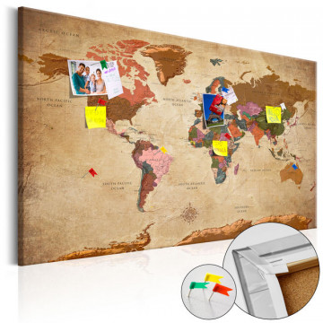 Tablou din plută - World Map: Brown Elegance [Cork Map] - Img 1