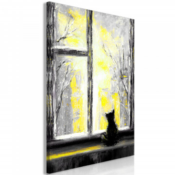 Tablou - Longing Kitty (1 Part) Vertical Yellow - Img 1