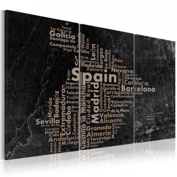 Tablou - Map of Spain on the blackboard - triptich - Img 1