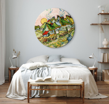 Tablou rotund - Thatched Cottages in the Sunshine Reminiscence of the North (Vincent van Gogh) - Img 2