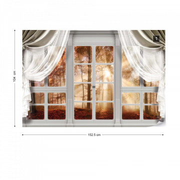 3D Door View Autumn Forest Photo Wallpaper Wall Mural - Img 10
