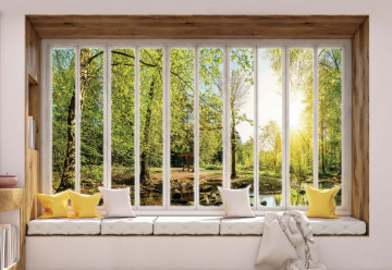 3D Window View Forest Photo Wallpaper Wall Mural - Img 6