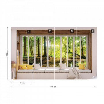 3D Window View Forest Photo Wallpaper Wall Mural - Img 13