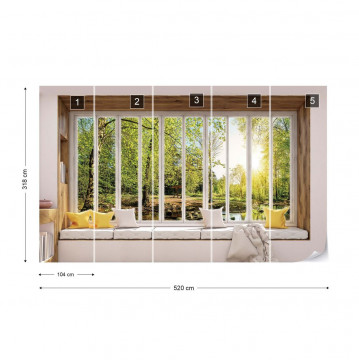 3D Window View Forest Photo Wallpaper Wall Mural - Img 4