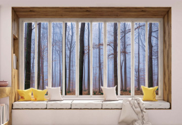 3D Window View Misty Forest Photo Wallpaper Wall Mural - Img 6