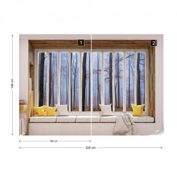 3D Window View Misty Forest Photo Wallpaper Wall Mural - Img 11