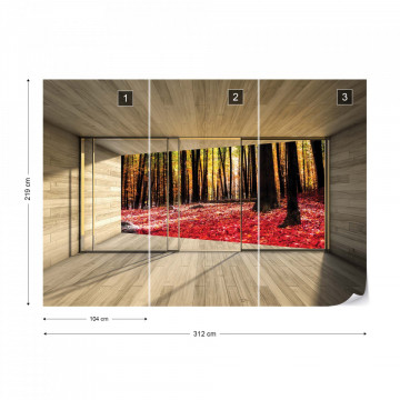 Autumn Forest 3D Modern Window View Photo Wallpaper Wall Mural - Img 12
