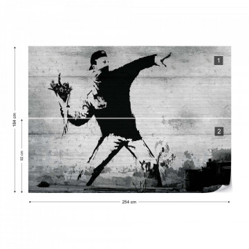 Banksy Graffiti Concrete Photo Wallpaper Wall Mural - Img 5