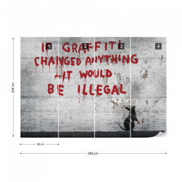 Banksy Graffiti Concrete Photo Wallpaper Wall Mural - Img 7