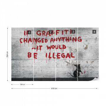 Banksy Graffiti Concrete Photo Wallpaper Wall Mural - Img 13