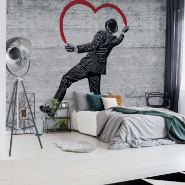 Banksy Graffiti Concrete Texture Photo Wallpaper Wall Mural - Img 14