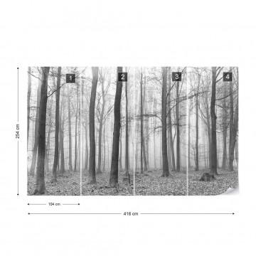 Black And White Misty Forest Photo Wallpaper Wall Mural - Img 4