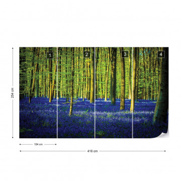Blue Forest Trees Photo Wallpaper Wall Mural - Img 4