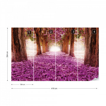 Flowers Trees Path Pink Photo Wallpaper Wall Mural - Img 17